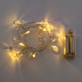 DECOLED Svetelná reťaz LED na batérie, kryštály, teplá biela, 10 diód, 1,3 m