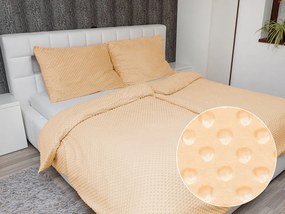 Biante Hrejivé posteľné obliečky Minky 3D bodky MKP-006 Svetlo marhuľové Jednolôžko 140x200 a 70x90 cm
