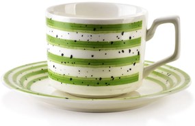 Porcelánová šálka s podšálkou Joy Green 210 ml sada 6ks