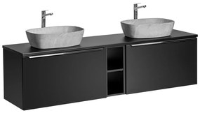 Kúpeľňová skrinka s umývadlom a doskou SANTA FE Black DU180/1 | 180 cm