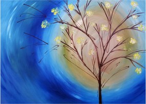 Sklenený obraz - Strom zakrývajúci slnko (70x50 cm)
