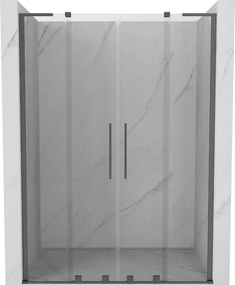 Mexen Velar L Duo, posuvné sprchové dvere do otvoru 140 cm, 8mm číre sklo, brúsený grafit, 871-140-003-02-95