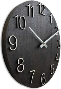 SENTOP | Luxusné drevené nástenné hodiny Wenge – Čierny dizajn I SENTOP MAS016-OSMO-3169-heads-silver analógové