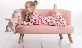 Detská sedačka ľanová púdrovo ružová 17 cm Biela