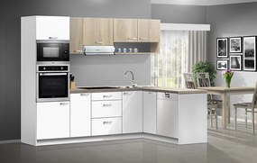 Nabytekmorava Moderná rohová kuchynská linka Orinoko N005 pracovná doska: Valentino sivé ( F147), farba dvierok: Biela