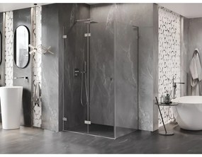 Mexen Lunar-F L, skladací sprchový kút ľavý 95 x 80 cm, 8mm číre sklo, oceľový profil, 836L-095-080-97-00-L