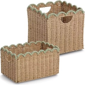 Zeller Present Úložný kôš, prírodný materiál, mätový, skladací MATHA - 30 x 30 x 30cm