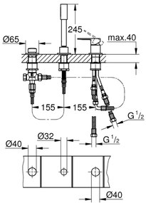 GROHE 19965001 - Vaňová trojotvorová batéria LINEARE lesklý chróm