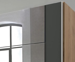Šatníková skriňa so zrkadlom Emden, 225 cm, doskový dub/grafit