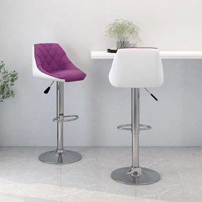 Barové stoličky 2 ks fialové a biele umelá koža
