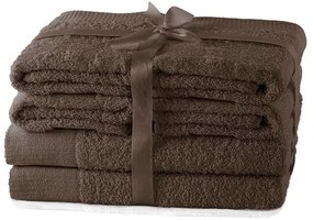 Hnedé froté bavlnené uteráky a osušky v súprave 6 ks Amari – AmeliaHome