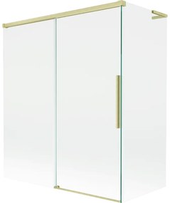 Mexen Rox, L posuvná 2-krídlová vaňová zástena 140 + 70 x 150 cm, 8mm číre sklo, zlatý matný profil, 8C9L-140-070-55-00