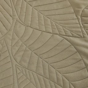 Béžový prešívaný prehoz s motívom lístia Šírka: 200 cm | Dĺžka: 220 cm