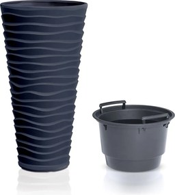 Kvetináč Long Sand s vložením tmavosivý