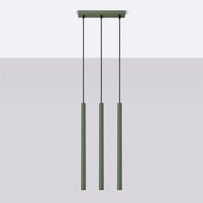 Závesné svietidlo Pastelo, 3x olivové kovové tienidlo, o