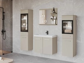 Kúpeľňový nábytok Apogon I, Farby: kašmírová béžová, Sifón: so sifónom, Osvetlenie: osvetlenie LED biele, Umývadlová batéria: Economico BYU 020M