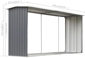 Záhradná kôlňa na drevo galvanizovaná oceľ 330x92x153 cm sivá