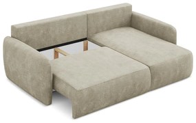 Béžová ženilková rozkladacia/s úložným priestorom rohová pohovka (pravý roh/s leňoškou) Lilo – Makamii