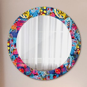 Okrúhle ozdobné zrkadlo Farebné čmáranice fi 60 cm