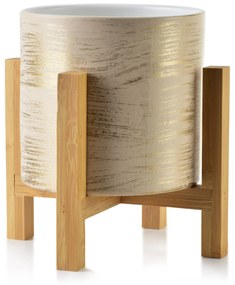 Keramický kvetináč na stojane Ava zlatý