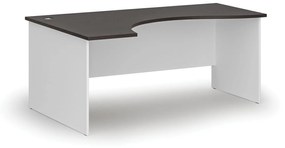 Ergonomický kancelársky pracovný stôl PRIMO WHITE, 1800 x 1200 mm, ľavý, biela/wenge