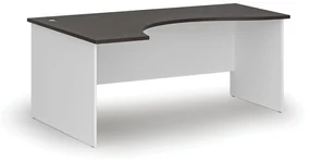 Ergonomický kancelársky pracovný stôl PRIMO WHITE, 1800 x 1200 mm, ľavý, biela/wenge