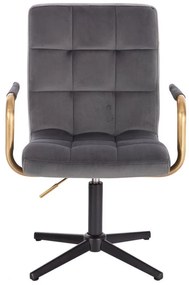 LuxuryForm DESIGN Stolička VERONA GOLD VELUR na čiernom kríži - tmavo šedá