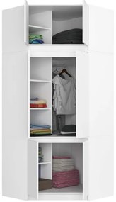 Rohová skriňa s nadstavcom S100 biela