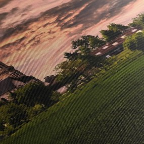 Obraz krajiny s kostolom (120x50 cm)