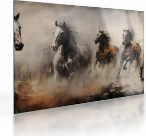 Sklenený obraz - Olejomaľba koní (70x50 cm)
