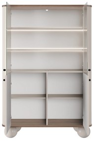 Vitrína Vesper 103 cm štvordverová - kašmír / orech / čierne úchytky / guľaté nohy