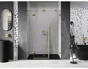 Mexen Lunar, ľavé otočné sprchové dvere 125 cm, číre sklo, zlatý profil, 834S-125-050-50-00-L