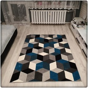 Dekorstudio Moderný koberec SUMATRA - Modré kosoštvorce Rozmer koberca: 140x190cm