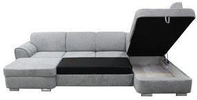 Rozkladacia rohová sedacia súprava s úložným priestorom do U SERPA pravá sivá