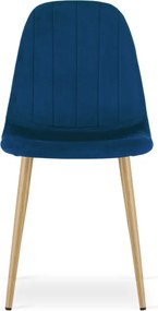 Set štyroch jedálenských stoličiek PADVA zamatové modré / hnedé nohy (4 ks)