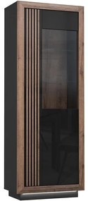 Vitrína Achacy 197x73,3 Dub šľachtený/Čierny lesk