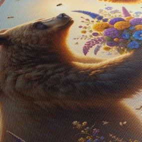 Obraz - Medveď a včielky (120x50 cm)