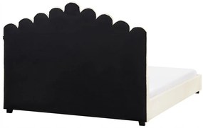 Beliani Vodná posteľ Zamat VINCENNES 160 x 200 cm Krémová biela manželská