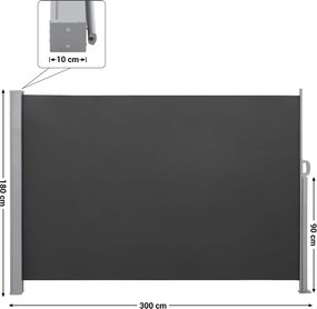 Bočná markíza 180 x 300 cm, dymovo šedá