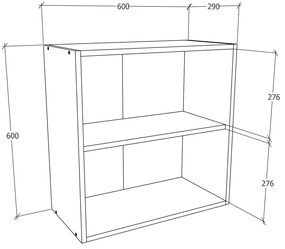 VCM Horná kuchynská skrinka Esilo, 2 dvierka, 60 cm, biela