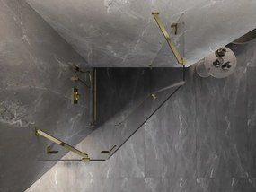 Mexen Lunar, päťuholníkový sprchový kút s ľavým sklonom 80 x 80 cm, 8mm číre sklo, zlatý profil, 831-080L-080P-50-00-L