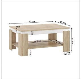 Konferenčný stolík PIANO (dub sonoma + biela). Vlastná spoľahlivá doprava až k Vám domov. 1091528