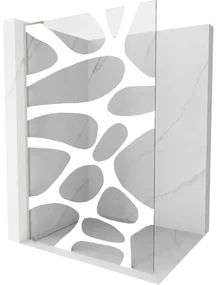 Mexen Kioto L, sprchová zástena Walk-In 100 x 200 cm, 8mm číre sklo biely vzor, brúsená oceľ profil, 800-100-103-97-97