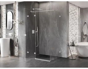 Mexen Lunar T, sklápací sprchový kút ľavý 140 x 110 cm, 8mm číre sklo, biely profil, 834T-140-110-20-00-L