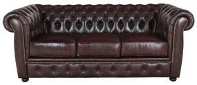 Pohovka trojmiestna Chesterfield Liverpool z pravej hovädzej kože New Red New Red
