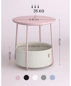 Odkladací stolík NOIRA ružová/biela