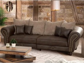 Veľká pohovka Carlos, hnedá látka ve vintage optike kože/béžová štrukturovaná látka%