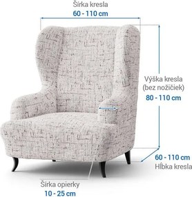 Bielastické poťahy VITTORIA smotanová kreslo ušiak (š. 60 - 110 cm)