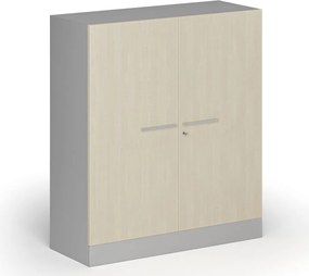 Kovová spisová skriňa s drevenými dverami, demontovaná, 1150 x 1000 x 400 mm, breza