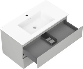 Mexen Orio, kúpeľňová skrinka 90 cm s umývadlom Otis, 2 zásuvky, šedá matná/biela matná, 91A10-09047-2-BFF62-W18M01